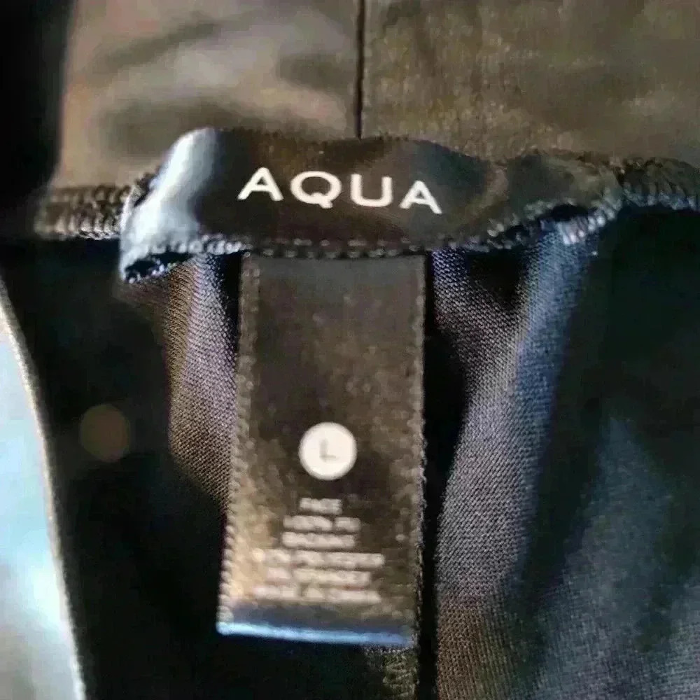 Aqua faux leather bike shorts size Lg Mob Wife - Picture 3 of 3